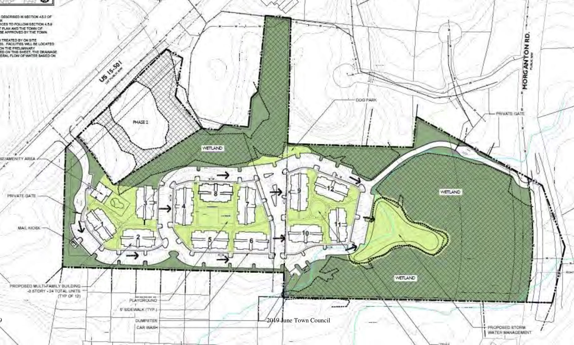 Site plan for wetlands in apartment community